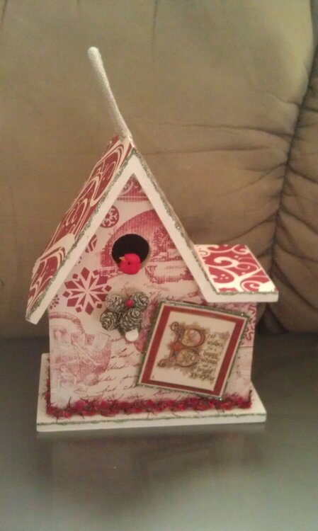 Christmas altered bird house