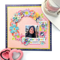 Floral Wreath Layout decorated with buttons