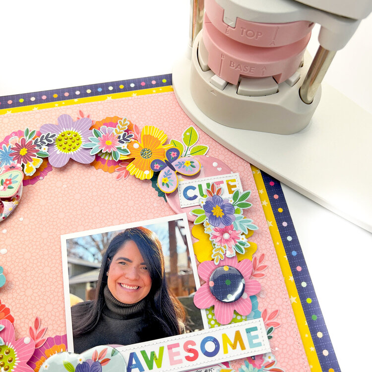 Floral Wreath Layout decorated with buttons