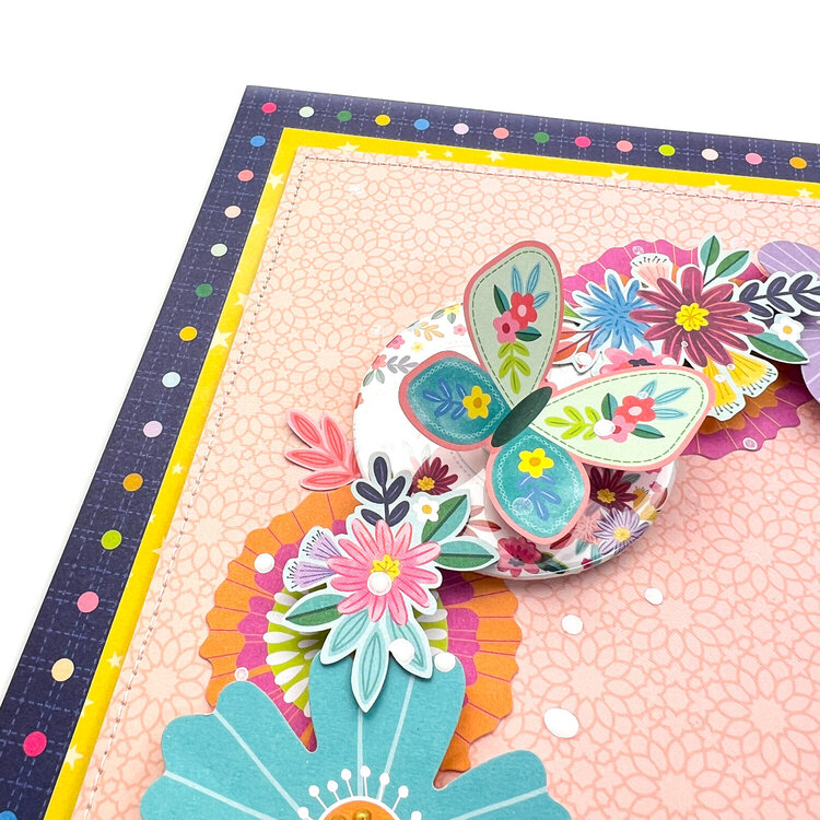 Floral Wreath Layout decorated with buttons