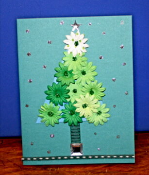 flower christmas tree card