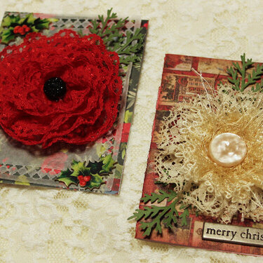 Lace Flowers Christmas Mini Cards