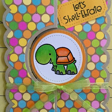 Turtle circle flip-it birthday card