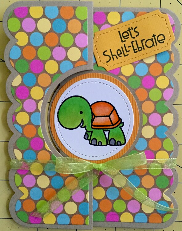 Turtle circle flip-it birthday card