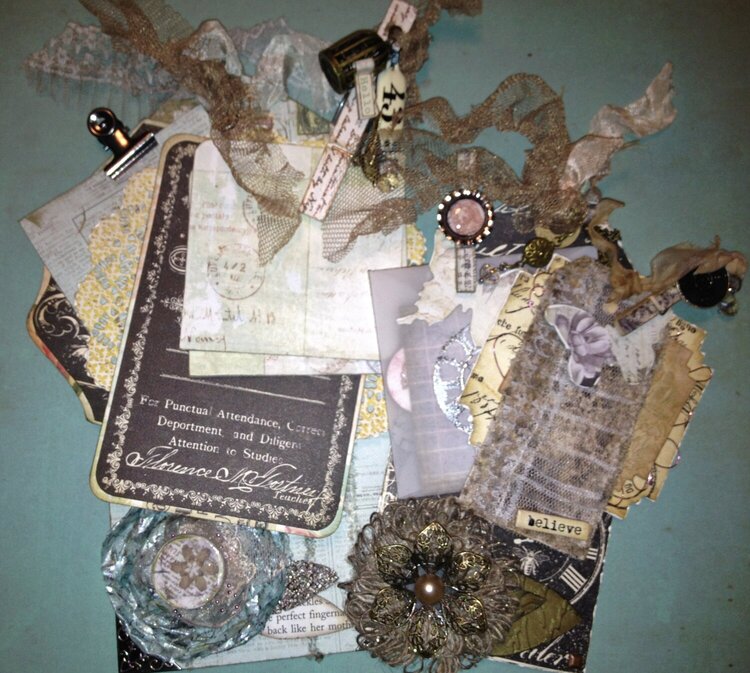 Altered Tags and Clothespin for Swap