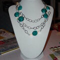 Teal bead and chain necklace