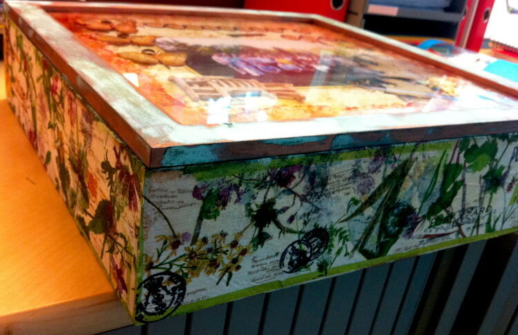 Altered wooden box ( side view )