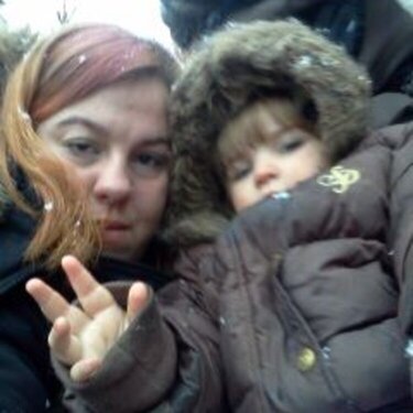 my lil girl and i in the snow