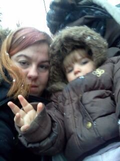 my lil girl and i in the snow