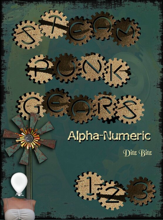 Steampunk Gears alpha-numeric