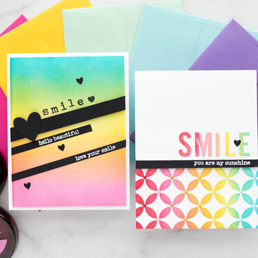 Rainbow Ink Blended Cards