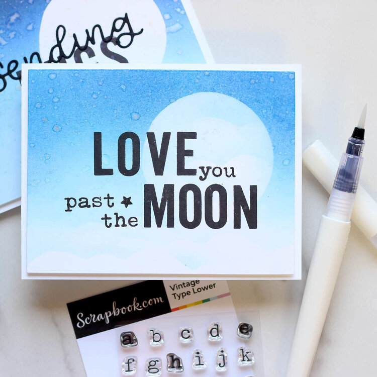 Ink Blended Moon- Custom Stamped Sentiment