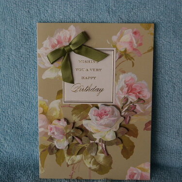 Birthday card with green bow
