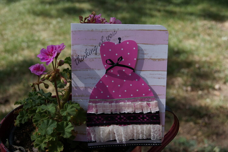 Pink and black dress card
