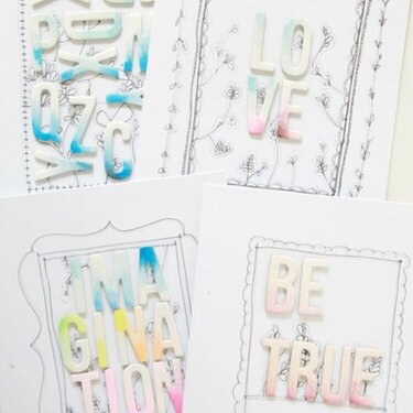 Doodled alpha cards