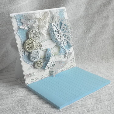 Shabby Chic &quot;Always&quot; Butterfly Roses Note Pad Fold-Out Card