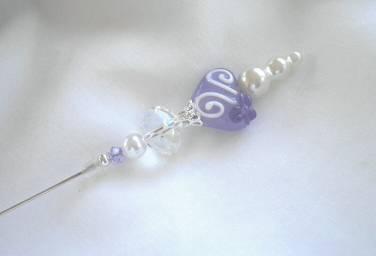 Heart and Crystal Stick Pin