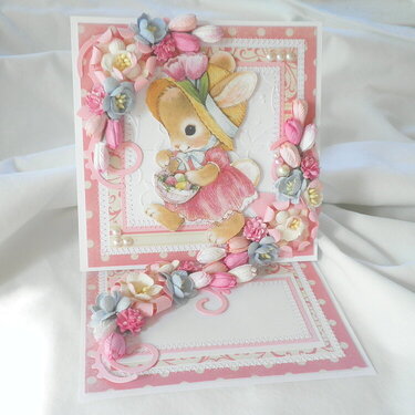 Happy Easter Bunny Girl Fold-Out card