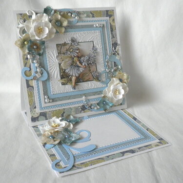 Beatrix Potter Blue Fairy Gril Handcrafted 3D Fold~Out Card