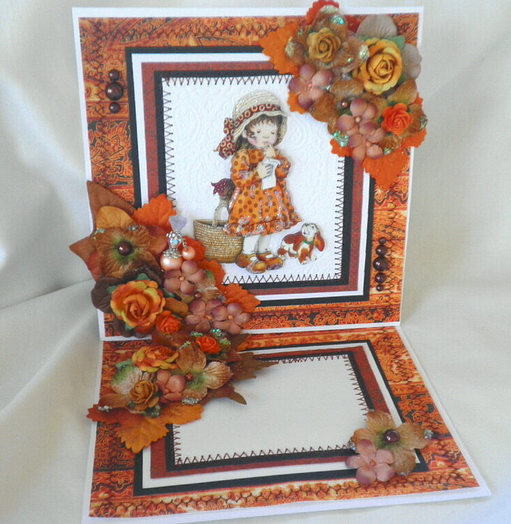 Fall Thanksgiving Lil Girl 3D Fold Out Card