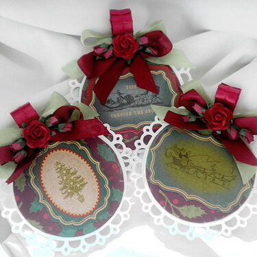 Old World Shabby Chic Rose Christmas Tags