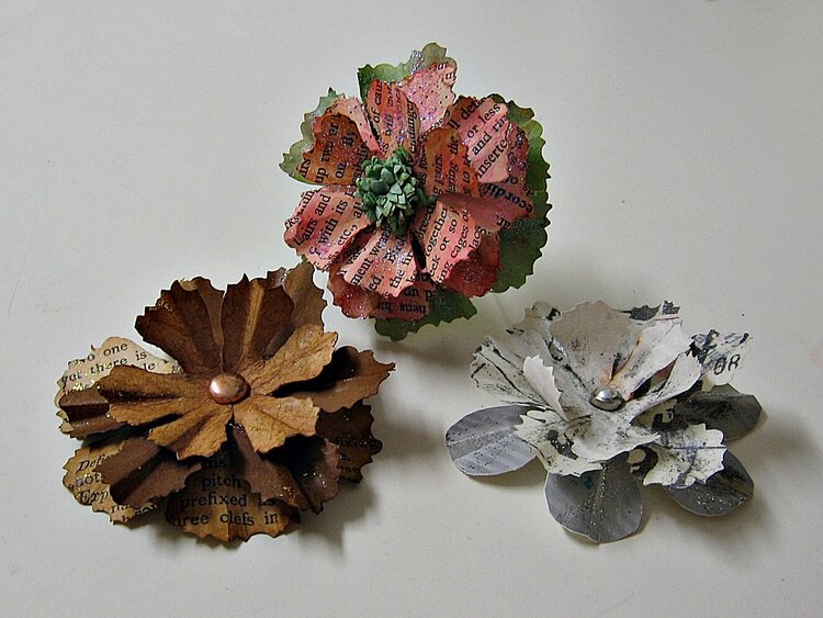 3-D &quot;Prima&quot; Inspired hand made flowers (swap)