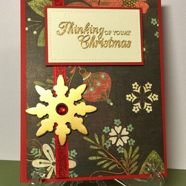 Black print floral Christmas card