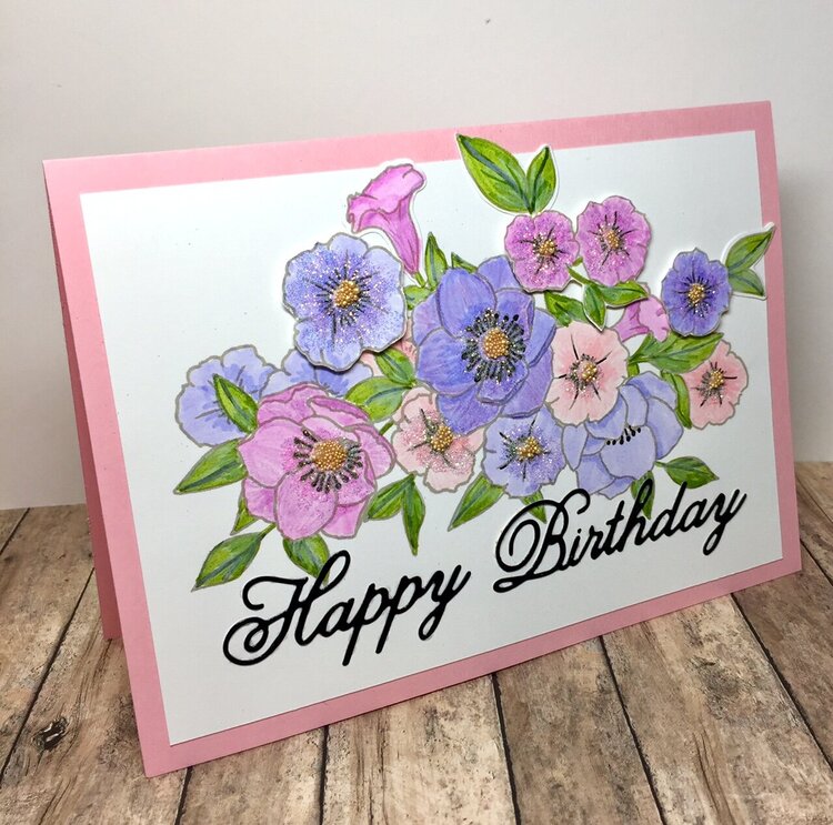 Happy Birthday Petunia Floral Card