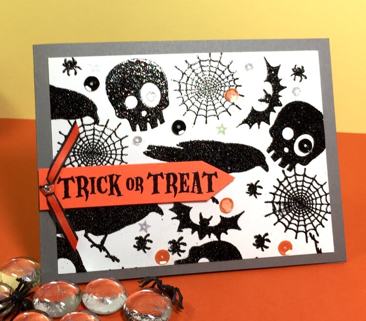 Halloween black glitter card