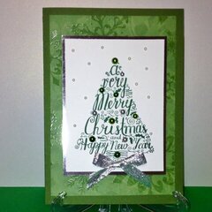 Green and silver Christmas tree card