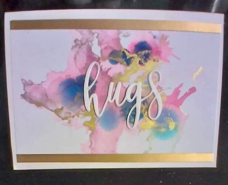 Hugs-alcohol ink and diecut (plus close-up)