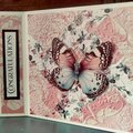 Pink quilted butterfly - Grad card