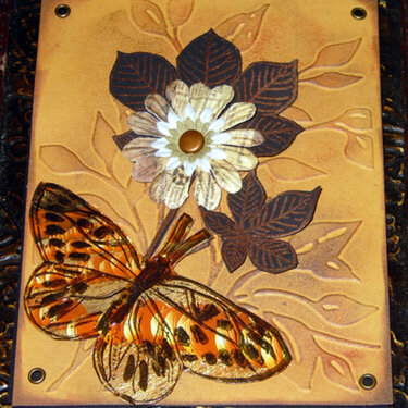another butterfly - Golden embossed background