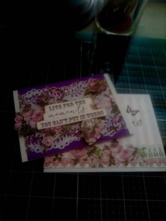 Another view of purple birthday card and envelope