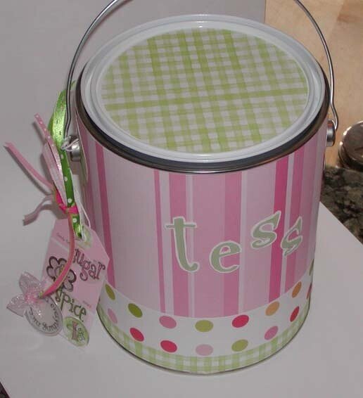 Altered Paint Can for Baby Girl