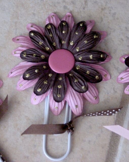 Pink and Brown Flower Clip