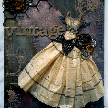 Vintage Steampunk Dress Mixed Media Canvas ~~~Scraps of Darkness~~~