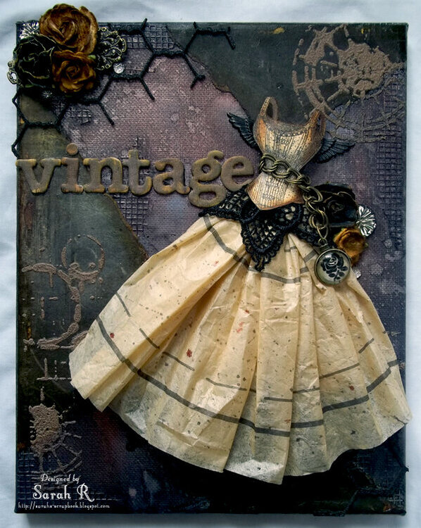 Vintage Steampunk Dress Mixed Media Canvas ~~~Scraps of Darkness~~~