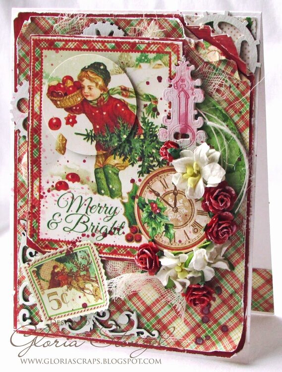 Merry &amp; Bright Christmas Card Featuring Leaky Shed Studio Chipboard