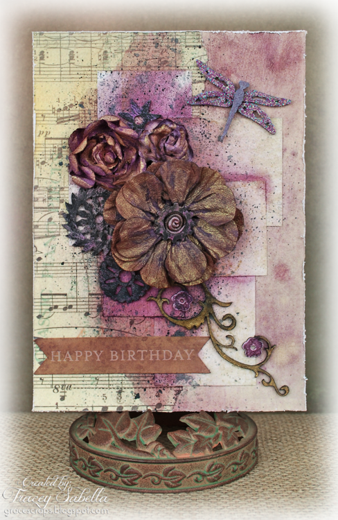 Girlie Grunge Birthday Card Featuring Leaky Shed Studio Chipboard