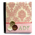 Pink, sage and brown damask baby book