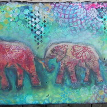 Elephant Walk Mixed Media Canvas