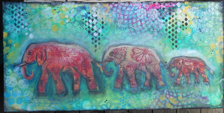 Elephant Walk Mixed Media Canvas