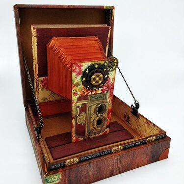 Cmara fotogrfica antigua en caja de puros