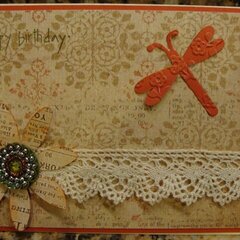 Dragonfly and Lace Birthday Card