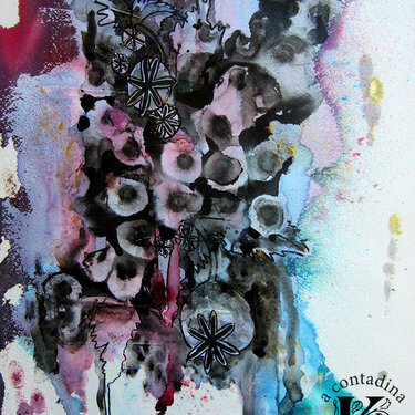Abstract Poppies w/ Rubbing Alcohol Resist  **Scraps of Darkness Educator**