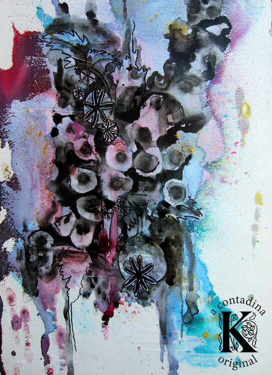 Abstract Poppies w/ Rubbing Alcohol Resist  **Scraps of Darkness Educator**