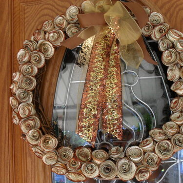 ****My first rolled rose wreath****