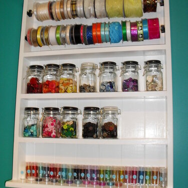 So still need 2 jars but filled it..up...My Husband Made these shelfs for me / with my design