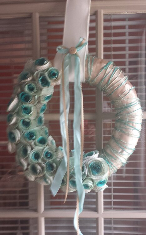 Teal rolled Rose wreath